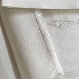 set of 6 19th damask linen napkins embroidered to a fish