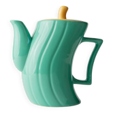 Turquoise Ceramic Teapot by Massimo Iosa Ghini for Naj Oleari – Yellow Lid, Postmodern Memphis Flair, 1980s