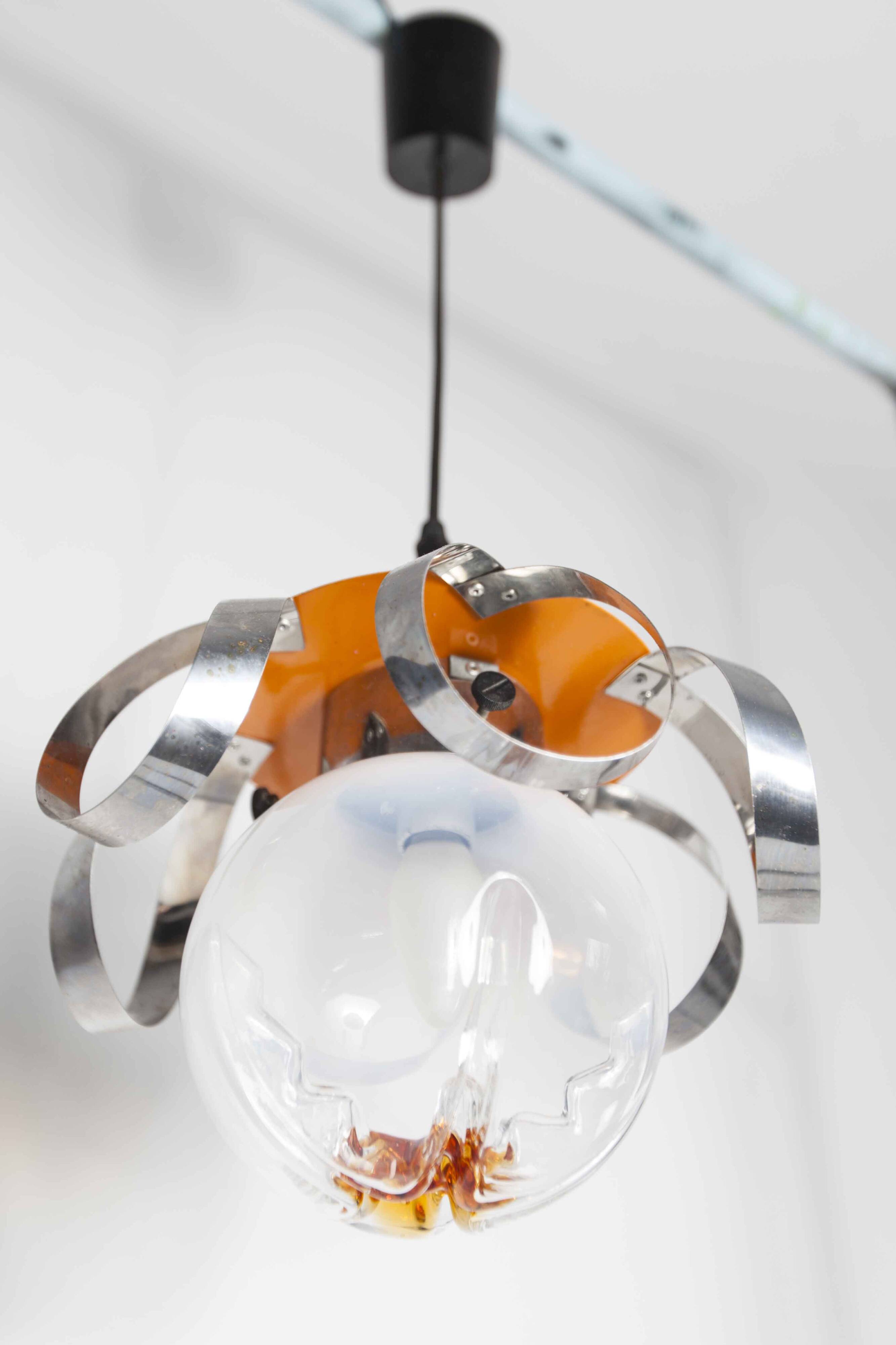 Murano glass globe pendant light, Maazzega edition, Italian design