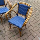 Set of 4 rattan bistro armchairs