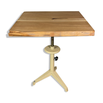 Industrial table height adjustable solid wood