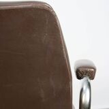 Mid-Century Italian Brown Leather Swivel Chair