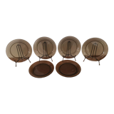 Set of 6 dessert plates vereco smoked brown 70's vintage