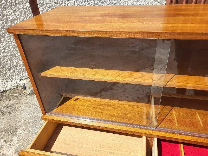 1960 vintage furniture teak plate showcase chest