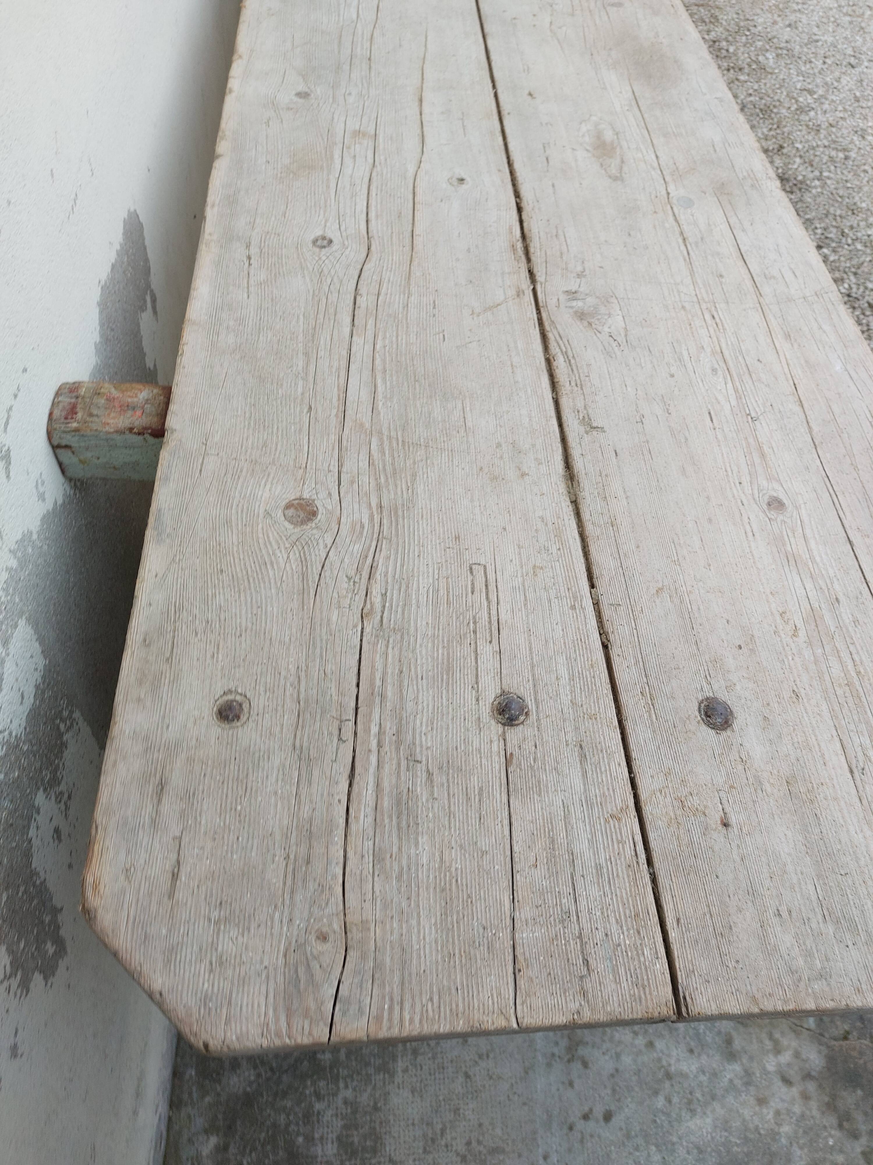 Workshop table in old wood 1950 -3m50