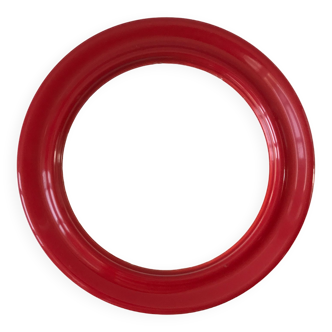 1970s red round plastic mirror