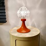 Vintage space age tafellamp uit de jaren 60 met lampenkap in glas
