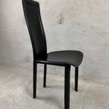 Set of 4 Italian Black Leather Dining Chairs
