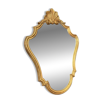 Antique Gilded Wooden Wall Mirror Rocaille Rococo Louis XV