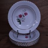6 deep plates in earthenware l'Amandinoise with floral decoration.