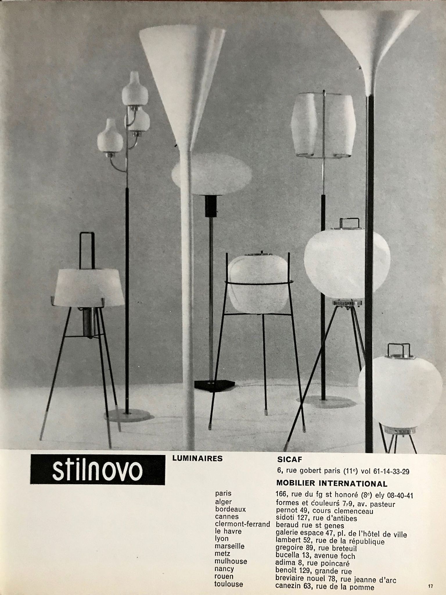 Lampadaire à trois opalines, Stilnovo, Italie 1950