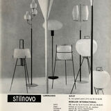Stilnovo, floor lamp with three opalines, Italy 1950