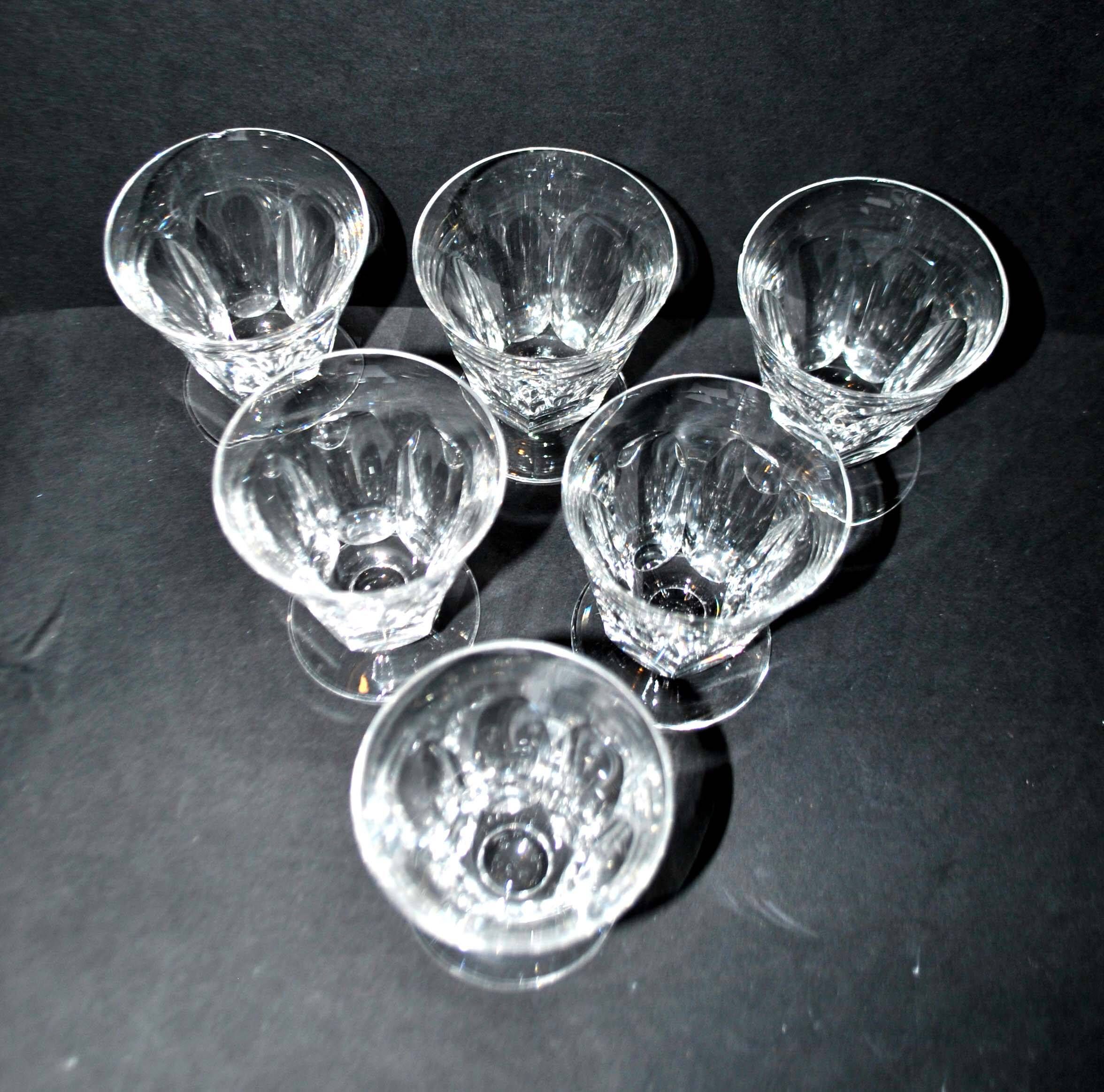 Lot 6 wine glasses cut crystal goblet with flat side Saint-Louis Béarn? Near Talleyrand 7.5