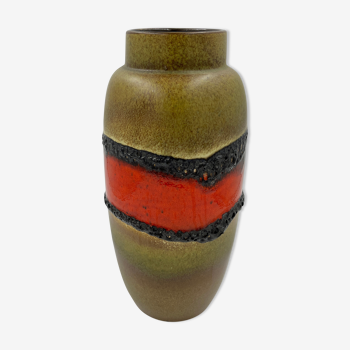 Vase en céramique kaki et rouge