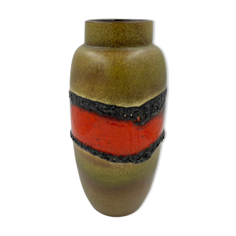 Khaki and red ceramic vase