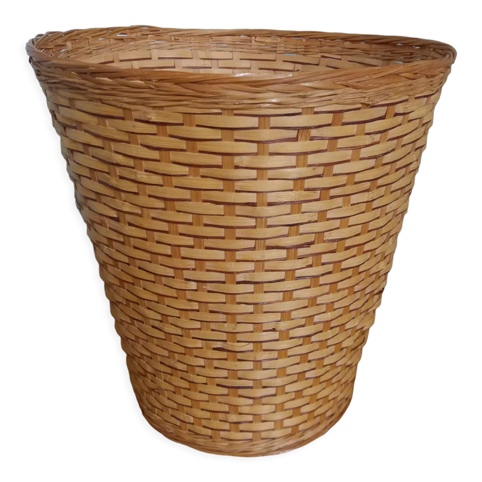 Wicker rattan wastepaper basket