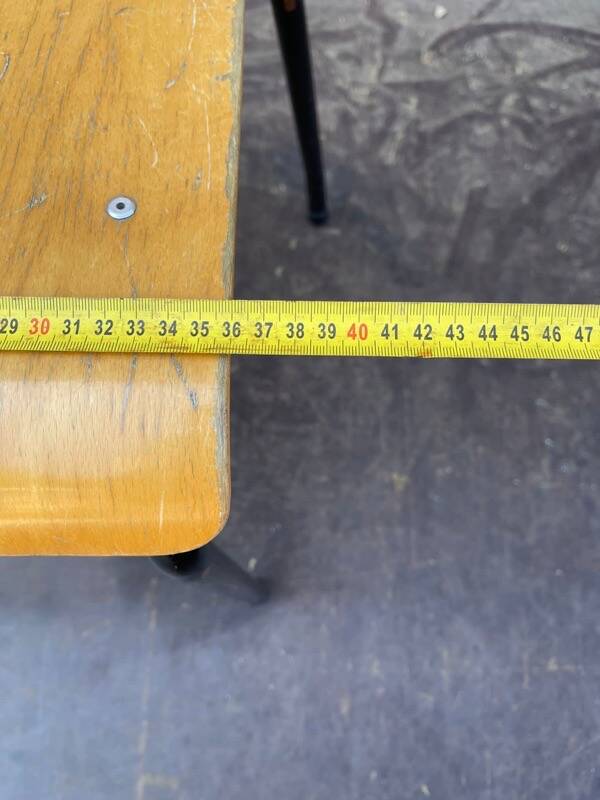 Vintage Toupie school chair, stackable in wood and metal, 1960s.