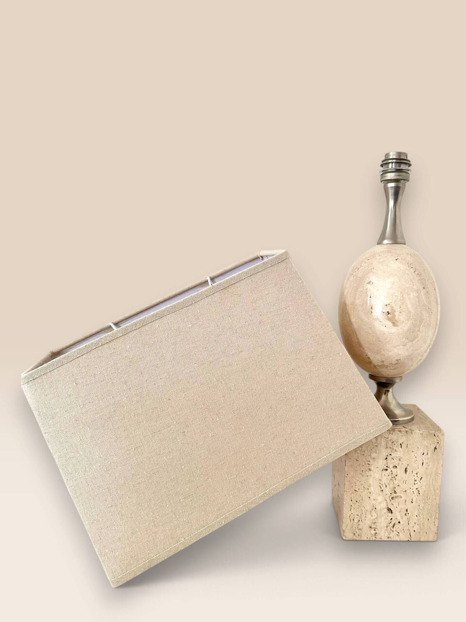 Travertine lamp by Philippe Barbier
