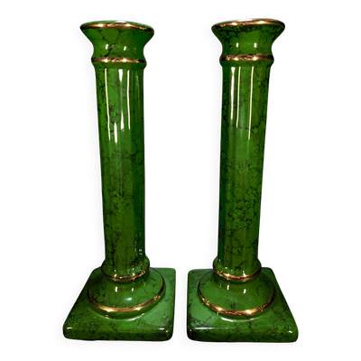 Paire de Colonnes Décoratives Néoclassiques Hollywood Regency 33x12 cm