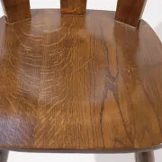 Set of 3 brutalist chairs with arched cut-outs and turned legs