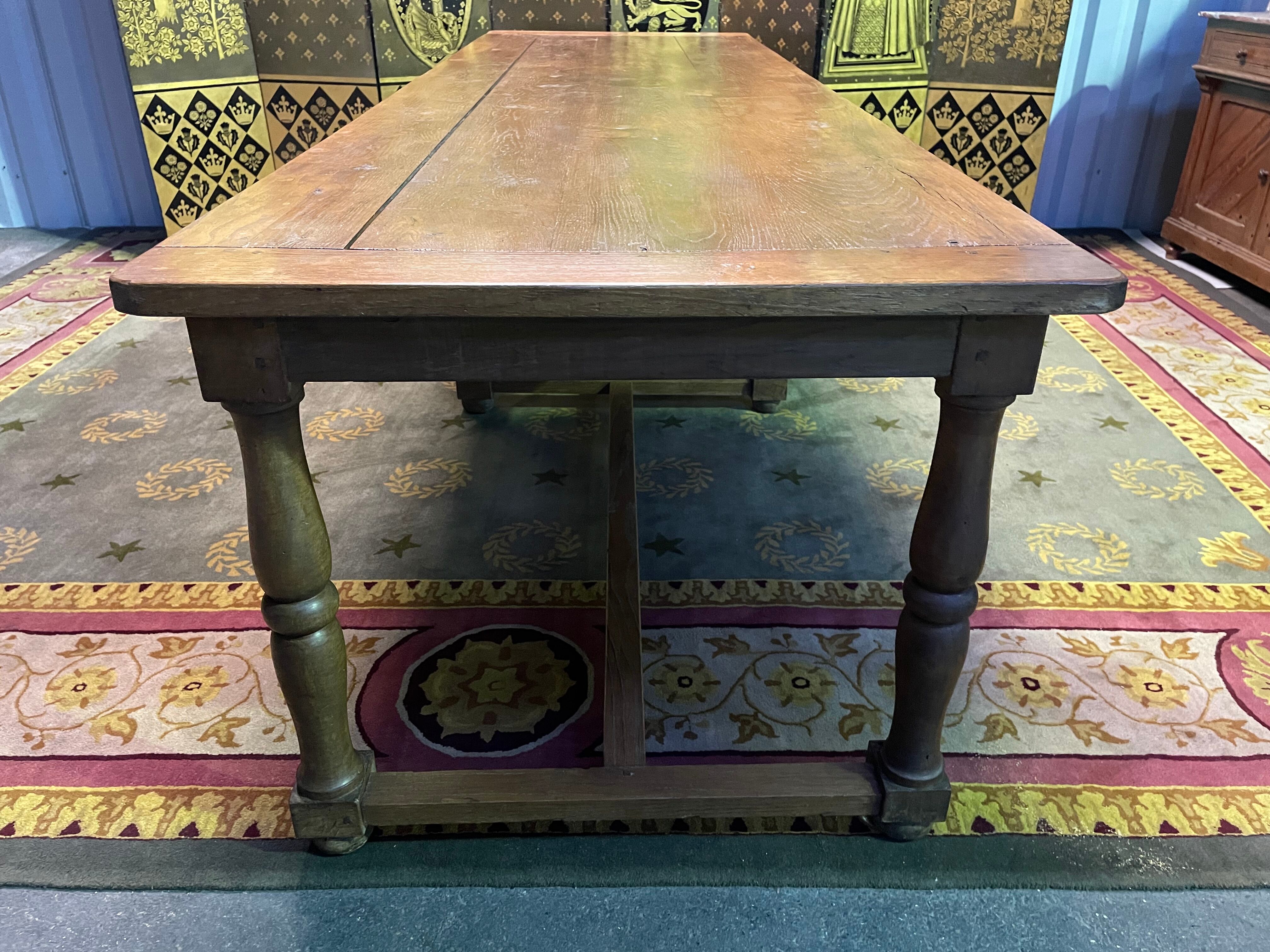 Louis XIII style oak farmhouse table