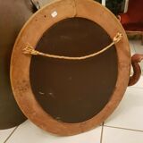 Old oval mirror gilded wood with gold leaf Napoleon III 60x51cm