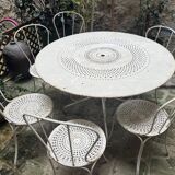 Garden table + 6 antique chairs