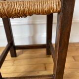 Wooden stool and antique straw