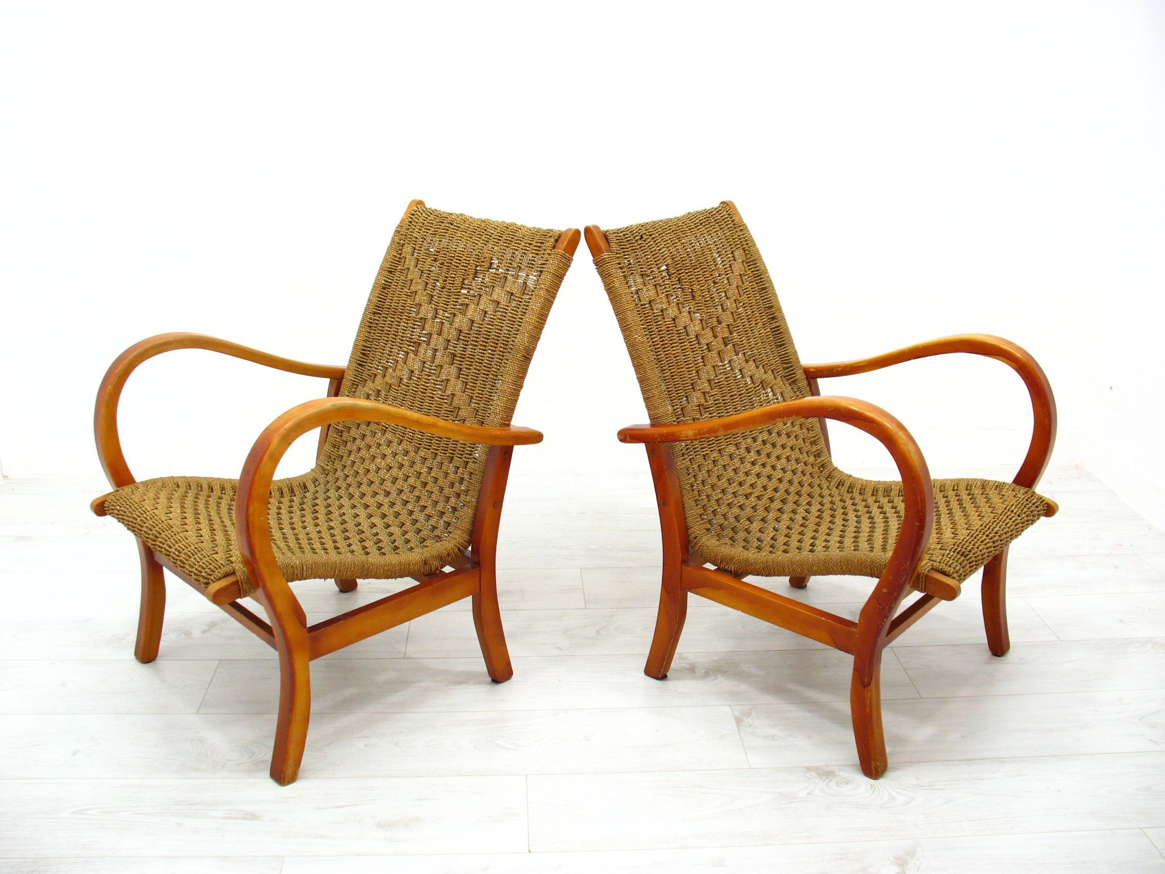 Chaises en corde vintage, 1970