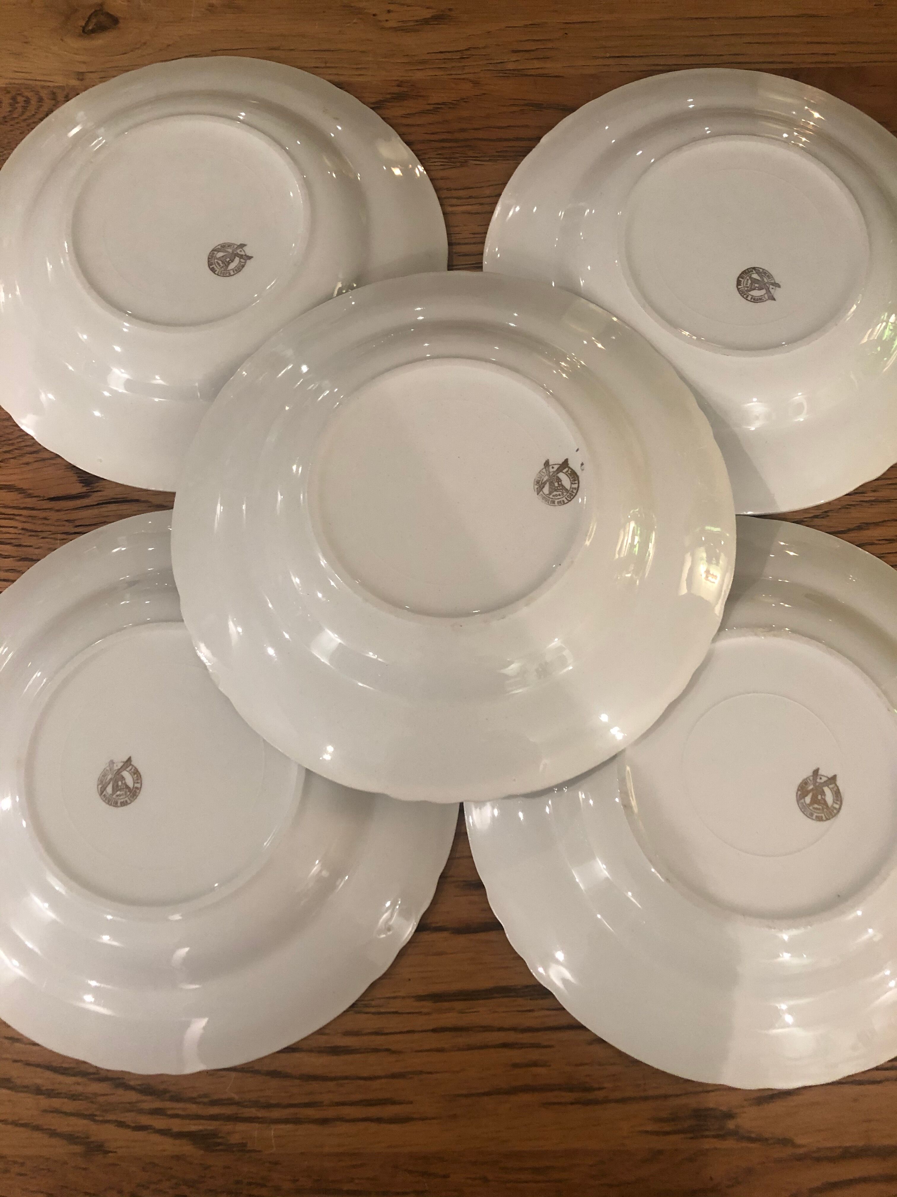 lot of 5 hollow plates Mill of wolves golden floral decoration