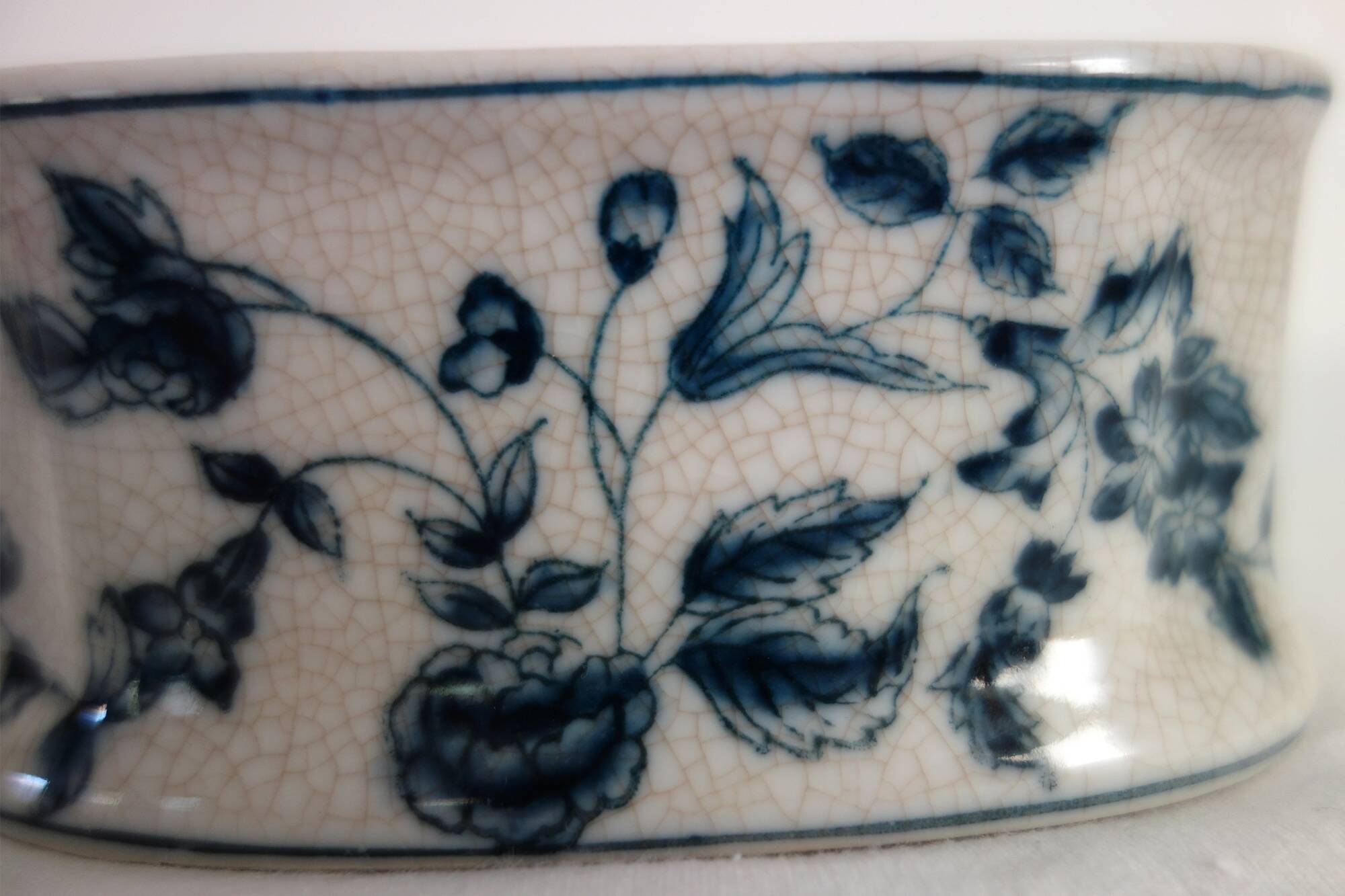 Old porcelain candy box with cracked effect