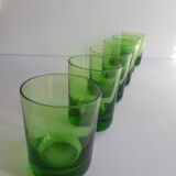 Set of 6 green vintage liqueur glasses