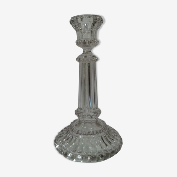 Bougeoir ancien en verre pressé-moulé fin  XIXe