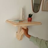 Vintage solid oak wall-mounted console shelf