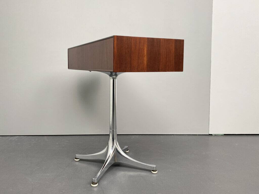 Rare small chest of drawers with 6 drawers, teak wood with chrome-plated base by George Nelson for Herman Miller, USA, 1950s