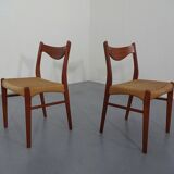 Set of Teak and Paper Cord Dining Chairs by Ejner Larsen for Glyngøre Stolefabrik, 1960s