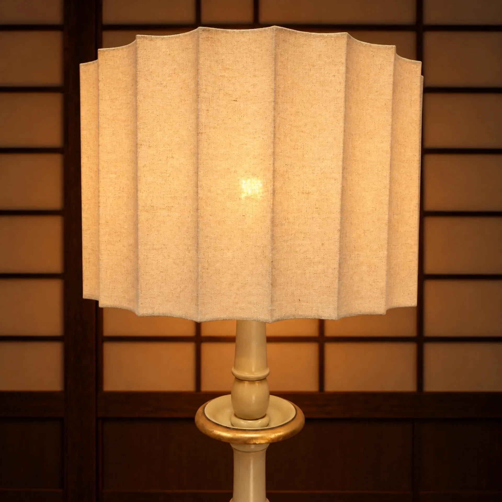 Antique Japanese handpainted floorlight white and gold (new shade)