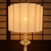Lampadaire antique japonais peint à la main blanc et or (nouvel abat-jour)
