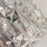 Scandinavian pendant lamp in molded glass and teak