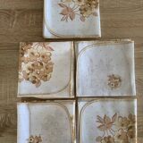 Lot 5 serviettes vintages motifs fleuris