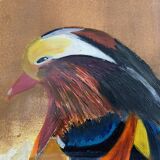 Huile sur toile « Oiseau coloré »