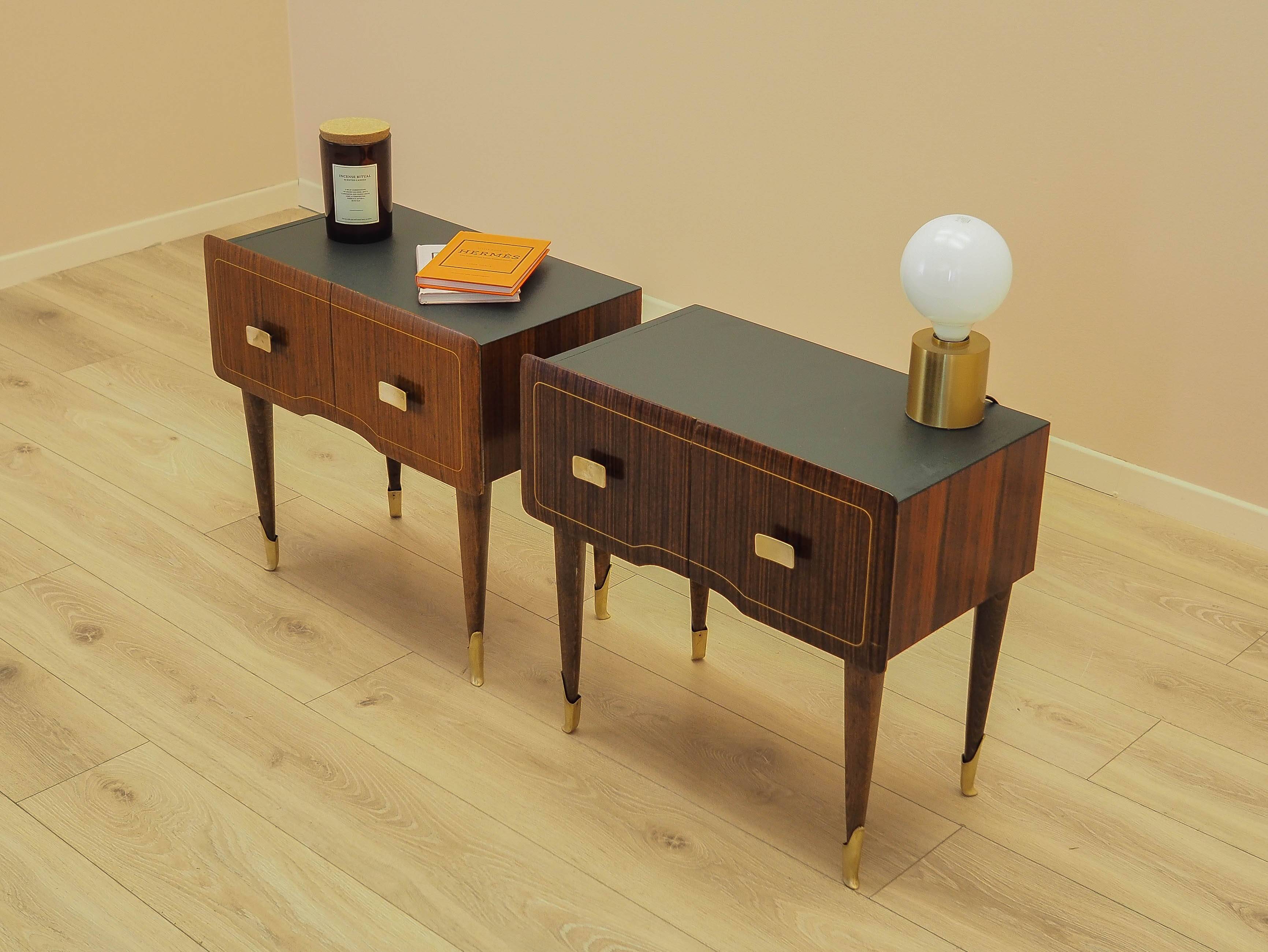 Two Bedside Cabinets, Mahogany Veneer, Italy, 1970s
