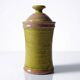 Decorative pot vintage two-tone glazed stoneware spice box handmade signed