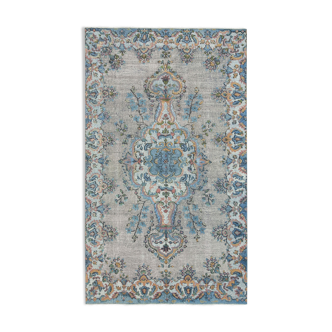 Handmade Hi-Low Pile Oriental 1980s 167 cm x 285 cm Blue Rug