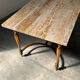 Elegant travertine coffee table with brass base, 1970s