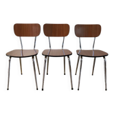 Trio of brown formica chairs 70s
