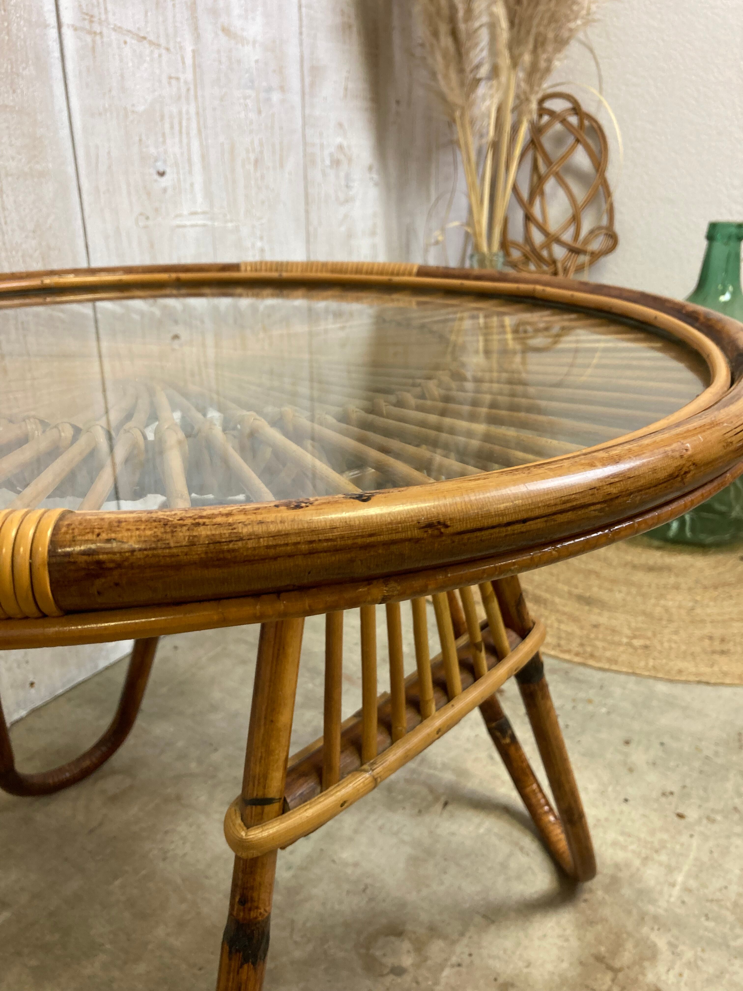 Vintage rattan coffee table
