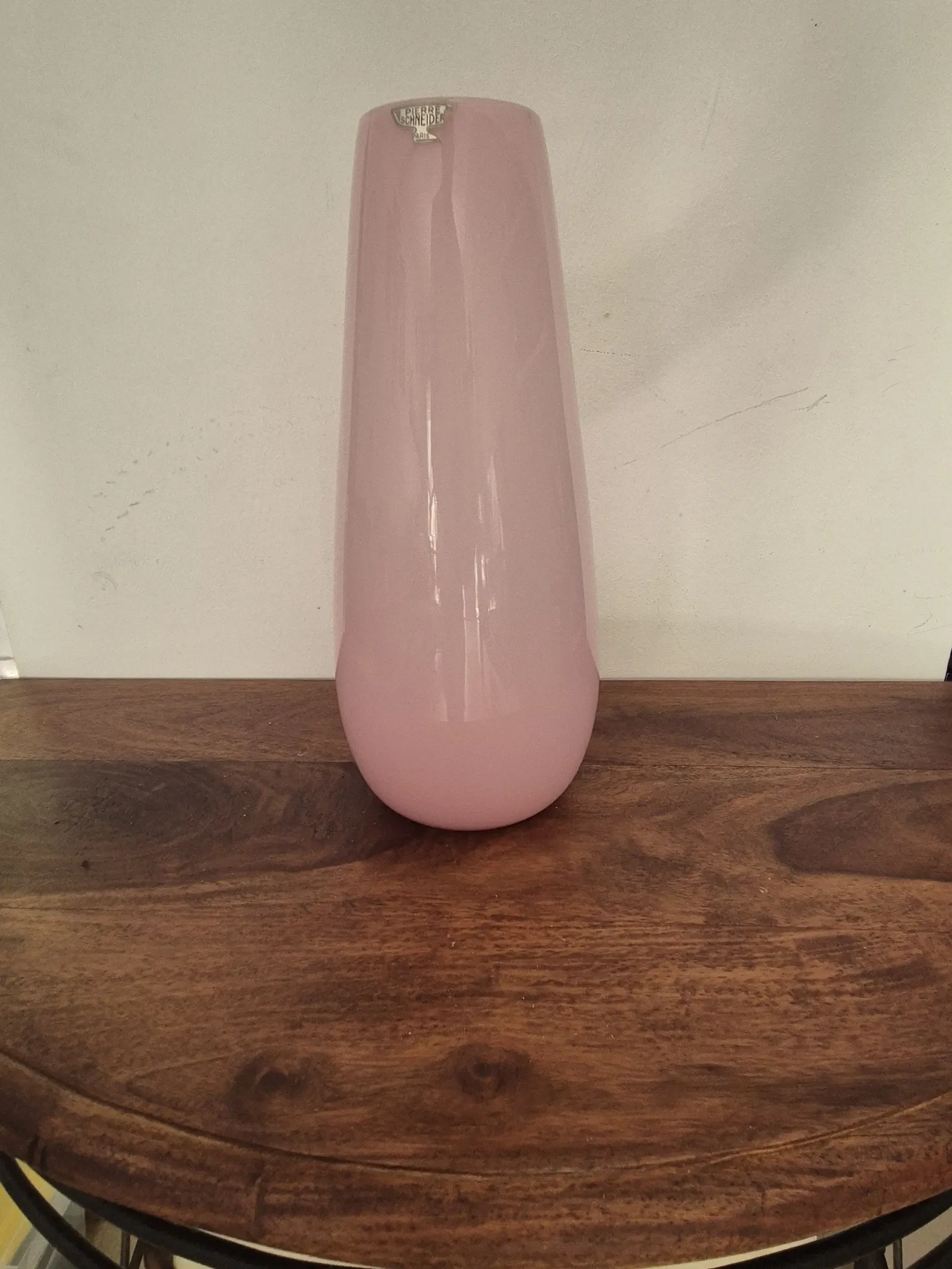 Large Vintage Opaline Rose Vase Pierre Schneider Paris – 35cm. Excellent condition.