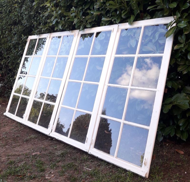 Glass window h141xl263 in oak 4 leaves