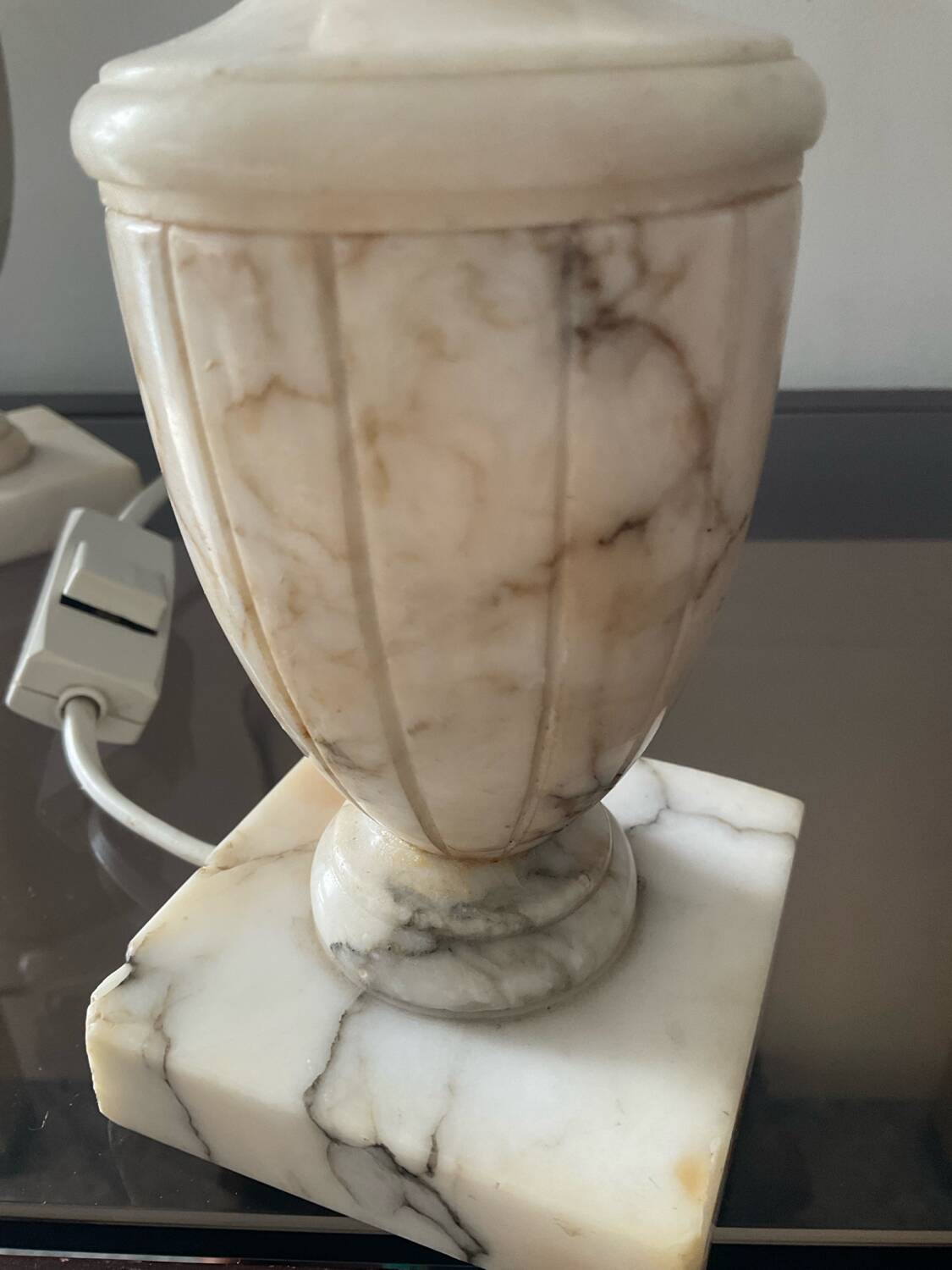 Pair of marble lamp bases from the 1950s.
